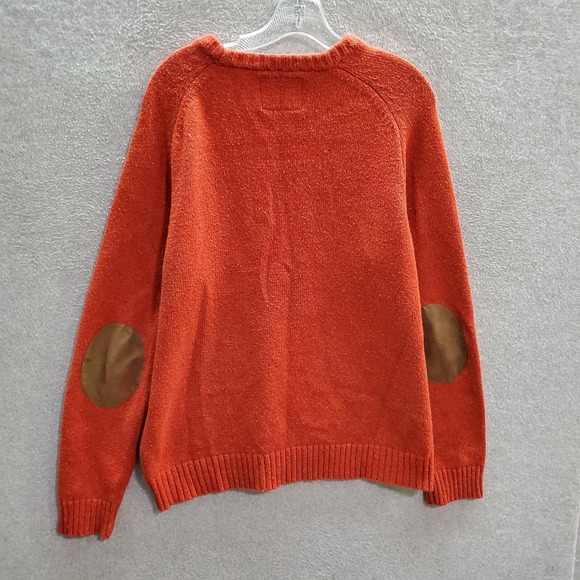 American Eagle Men Sweater XL Orange Logo Athletic Fit Elbow Pad Pullover Casual - Picture 6 of 8